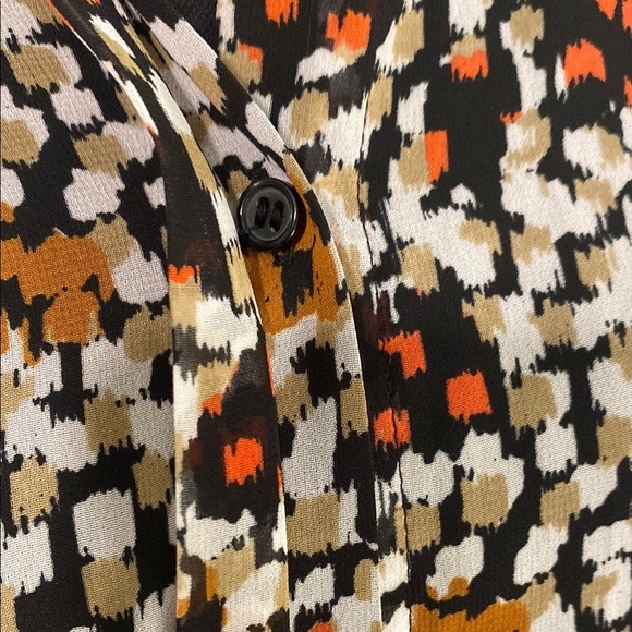 Lane Bryant Sleeveless Blouse Button Down Flowy Abstract Brown Black Size 16 - Picture 5 of 11